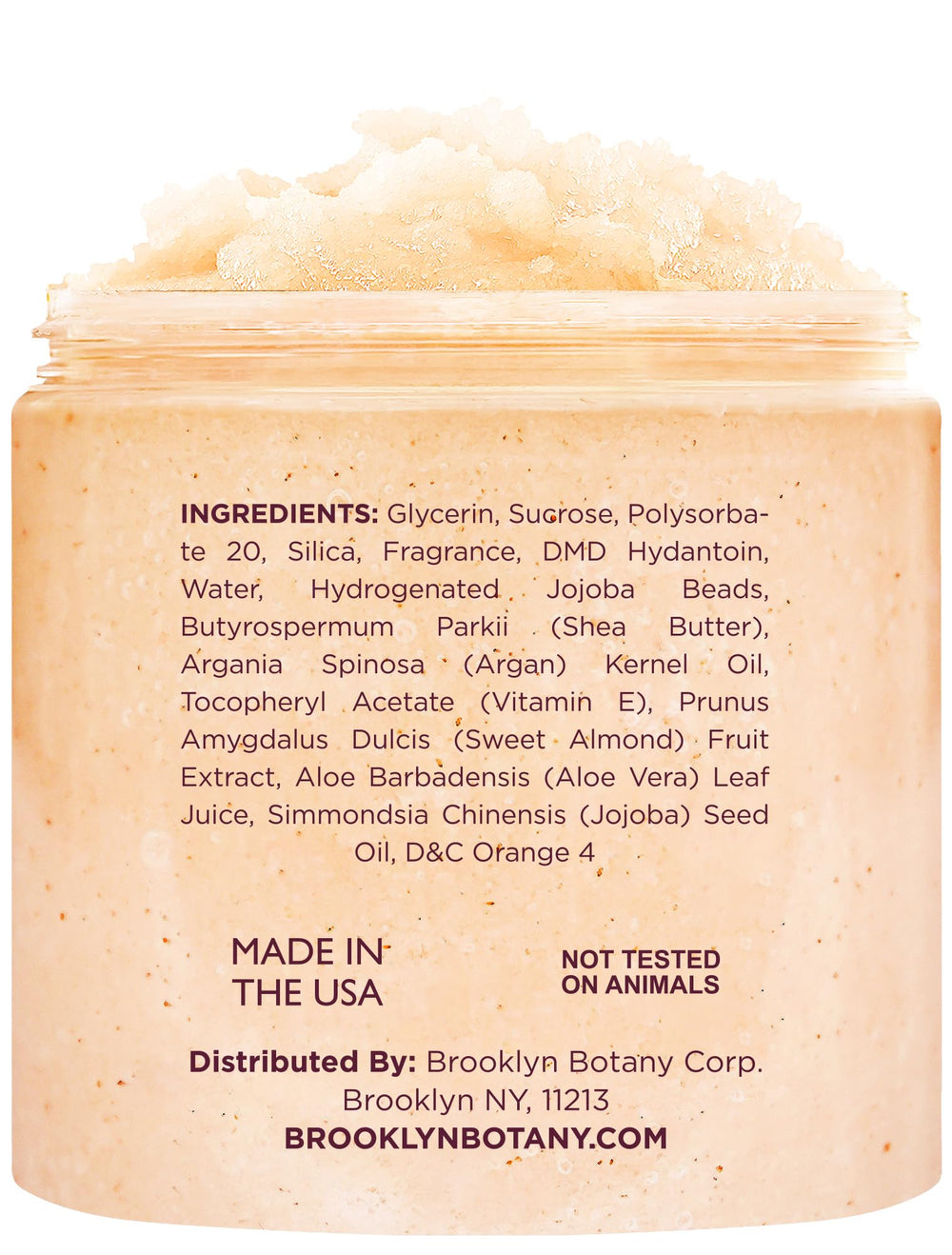 Brooklyn Botany Tropical Mango Shea Sugar Scrub jar closeup highlighting creamy texture