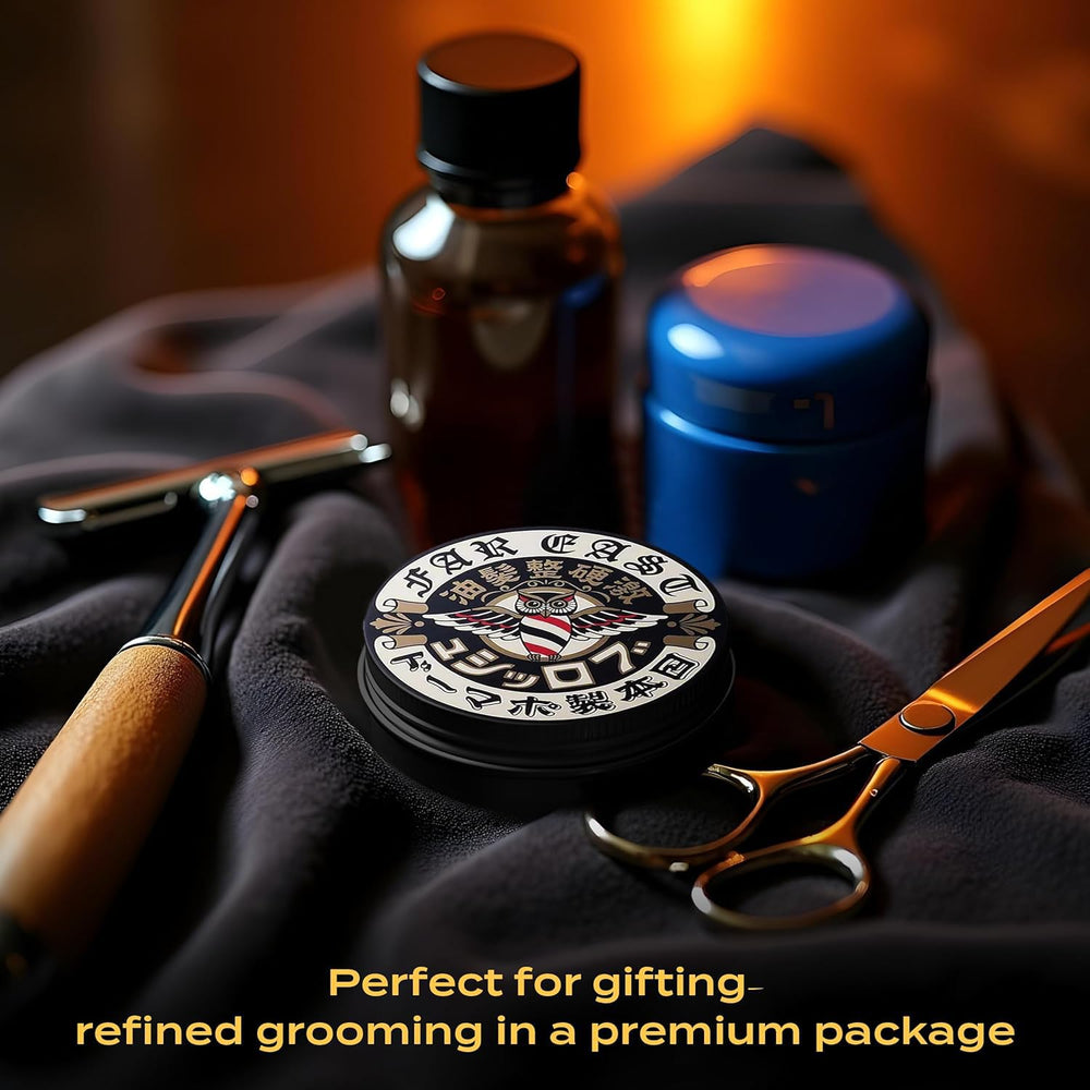 BROSH Far East Hard Pomade under bright light illustrates premium finish and shine