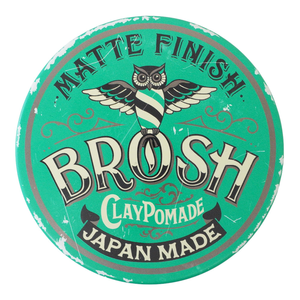 BROSH Matte Finish Clay Pomade bottle shows travel-friendly packaging for on-the-go styling.