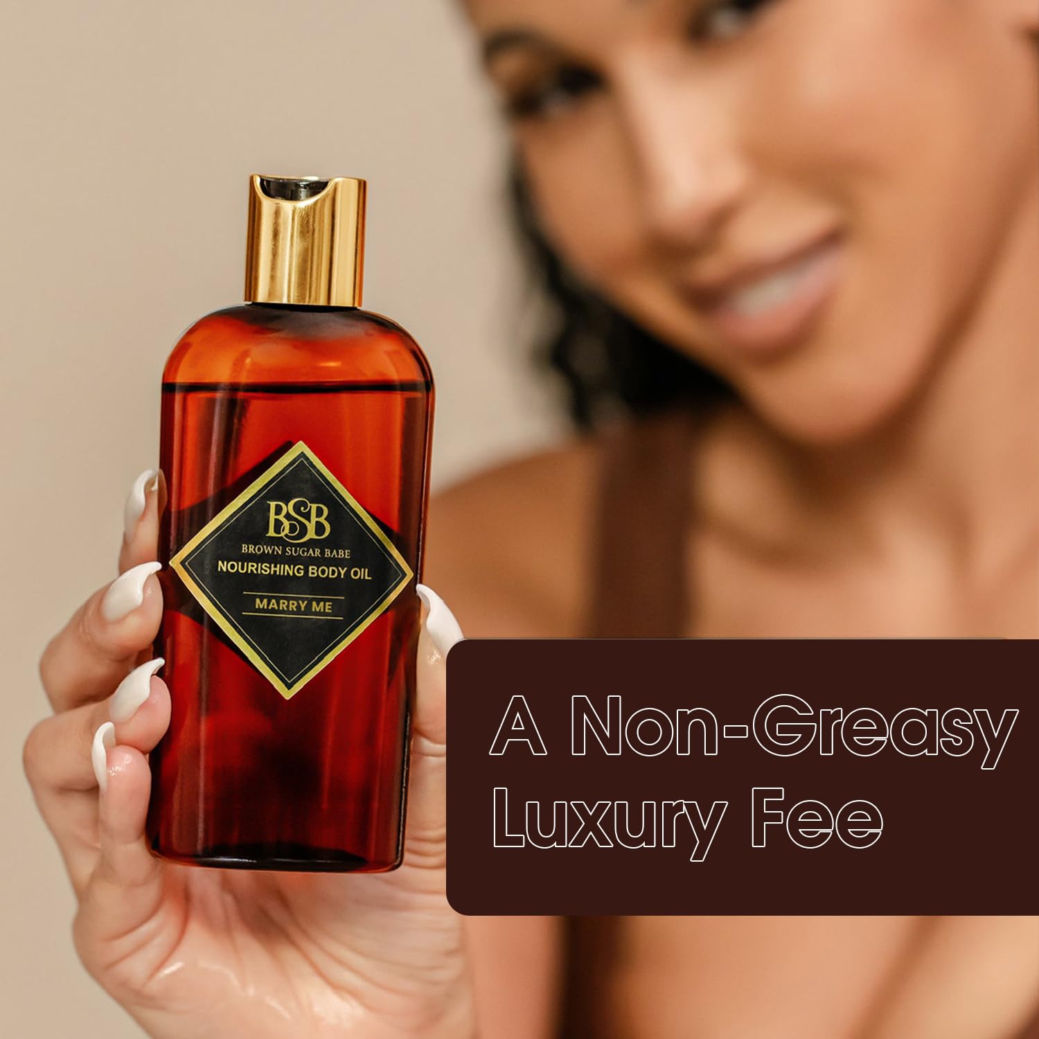 Brown Sugar Babe Marry Me Body Oil after shower application