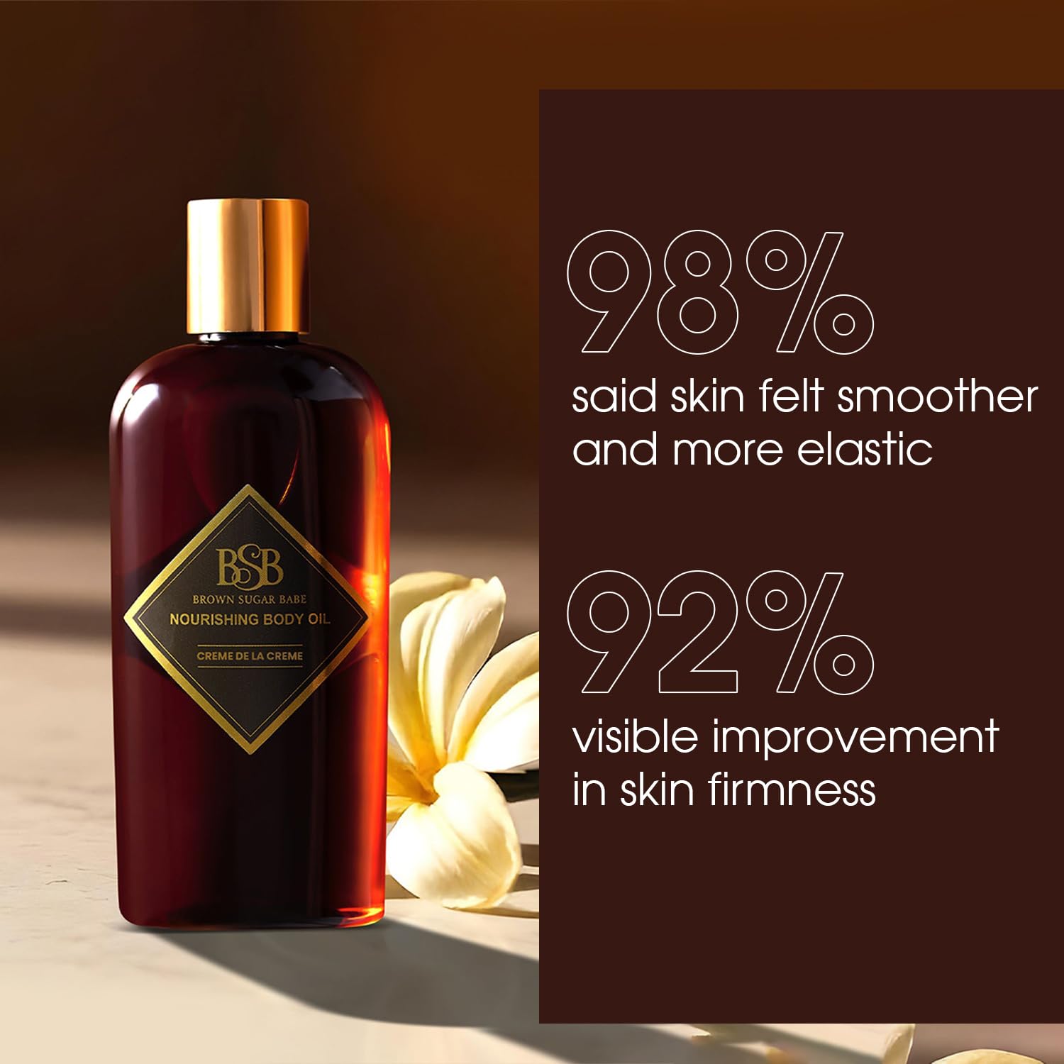 Brown Sugar Babe post-shower ritual depicts hydrated, softly scented skin.