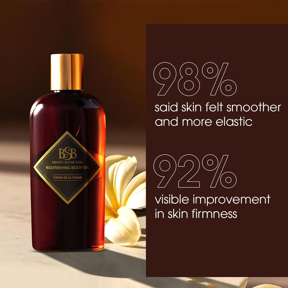 Brown Sugar Babe post-shower ritual depicts hydrated, softly scented skin.