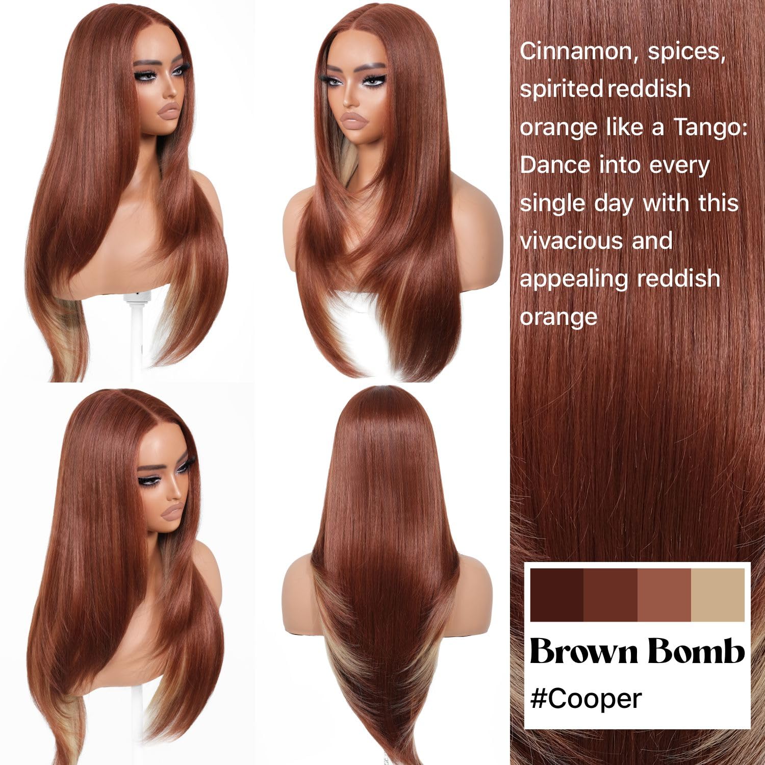 BrownBomb Cooper Blond wig bangs detail shows soft fringe styling options.