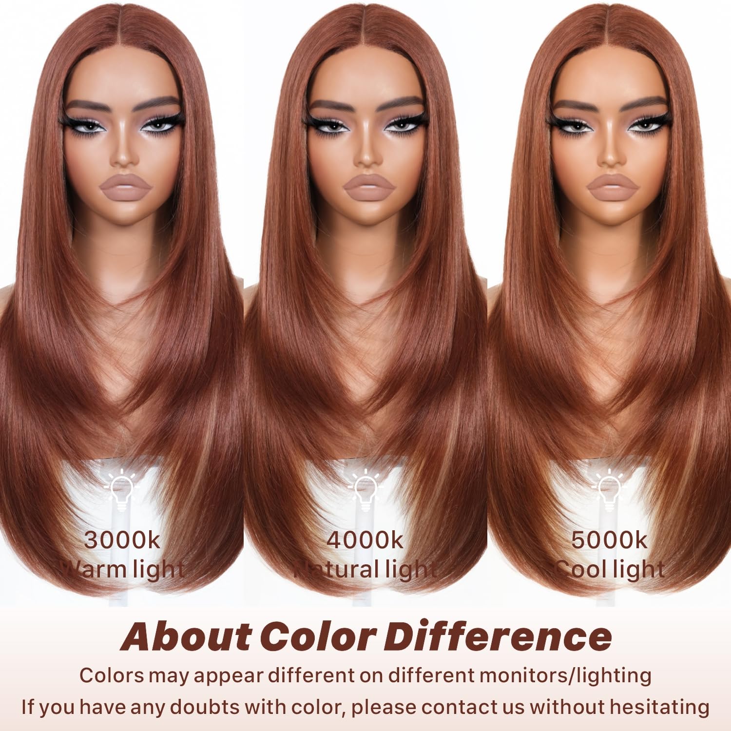 BrownBomb Cooper Blond wig with ginger highlights adds dimensional color.
