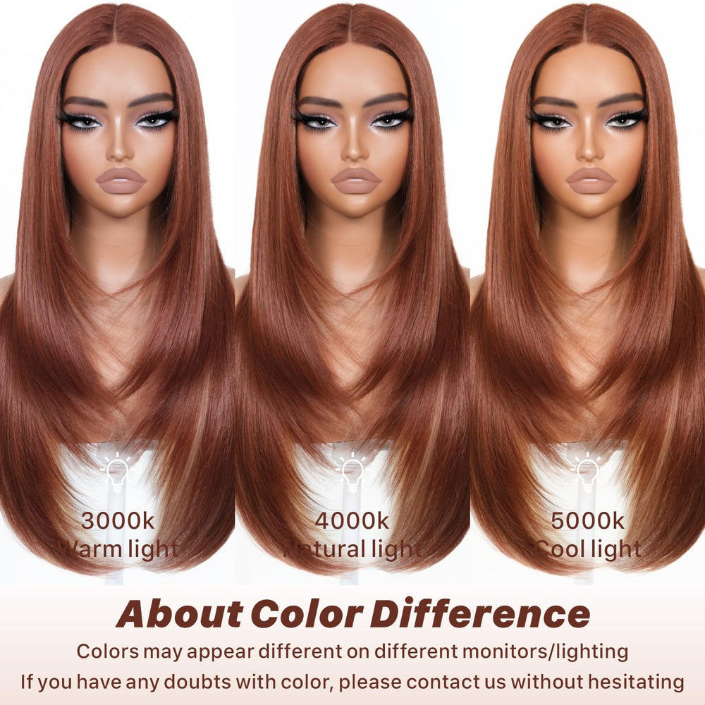 BrownBomb Cooper Blond wig with ginger highlights adds dimensional color.