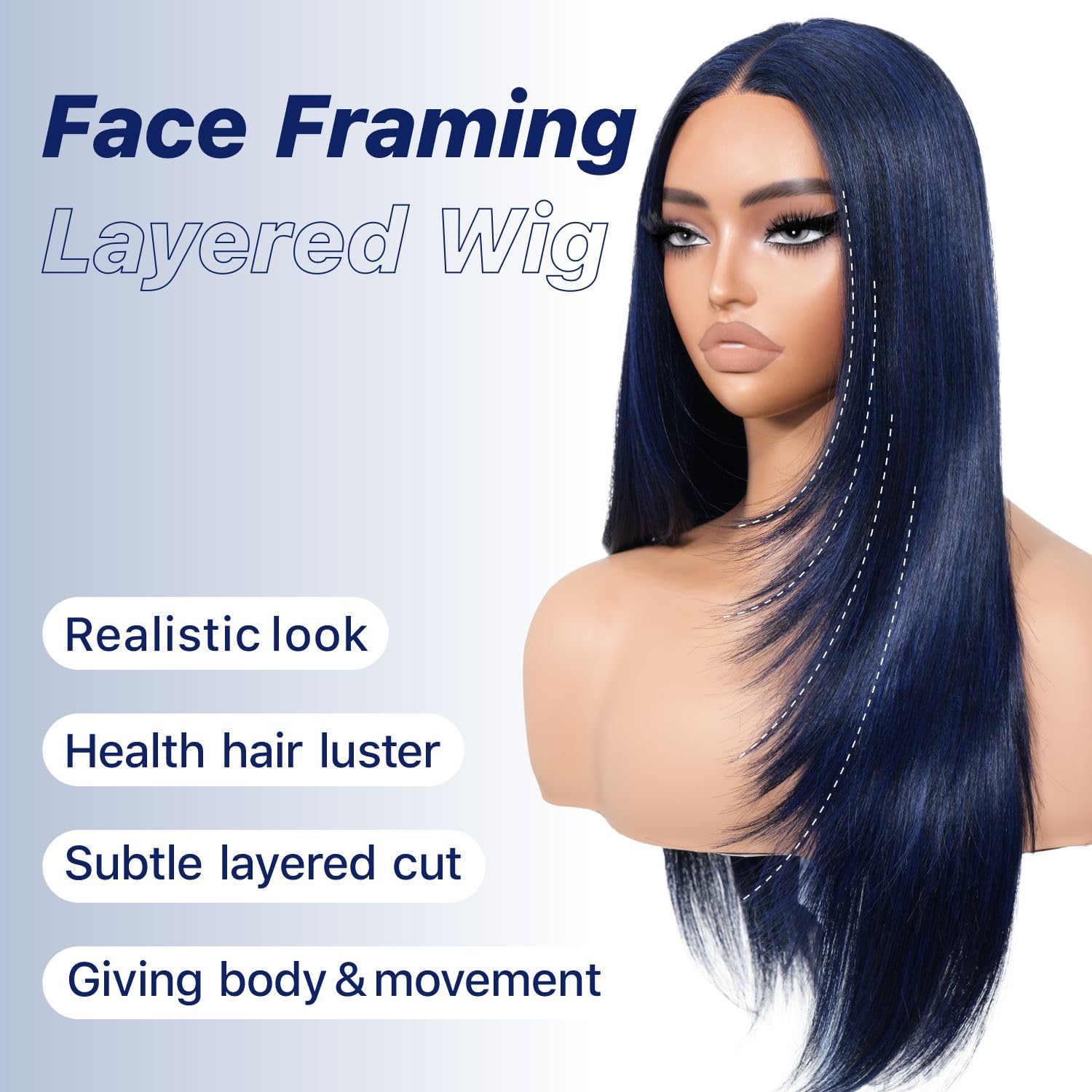 BrownBomb dark blue wig close-up lace detail for natural, seamless part