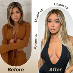 BrownBomb Ombre Blonde Wig bangs feature front view with soft fringe for face-framing style.