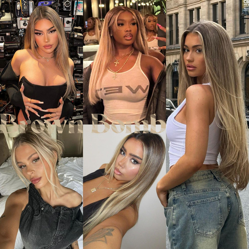 BrownBomb Ombre Blonde Wig in motion reflects natural sheen and bounce.