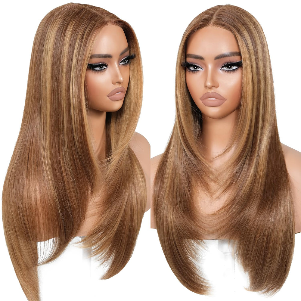 BrownBomb Wear and Go glueless wig honey blonde front view for quick daily styling.