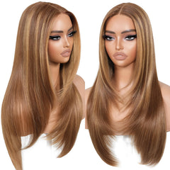 BrownBomb Wear and Go glueless wig honey blonde front view for quick daily styling.
