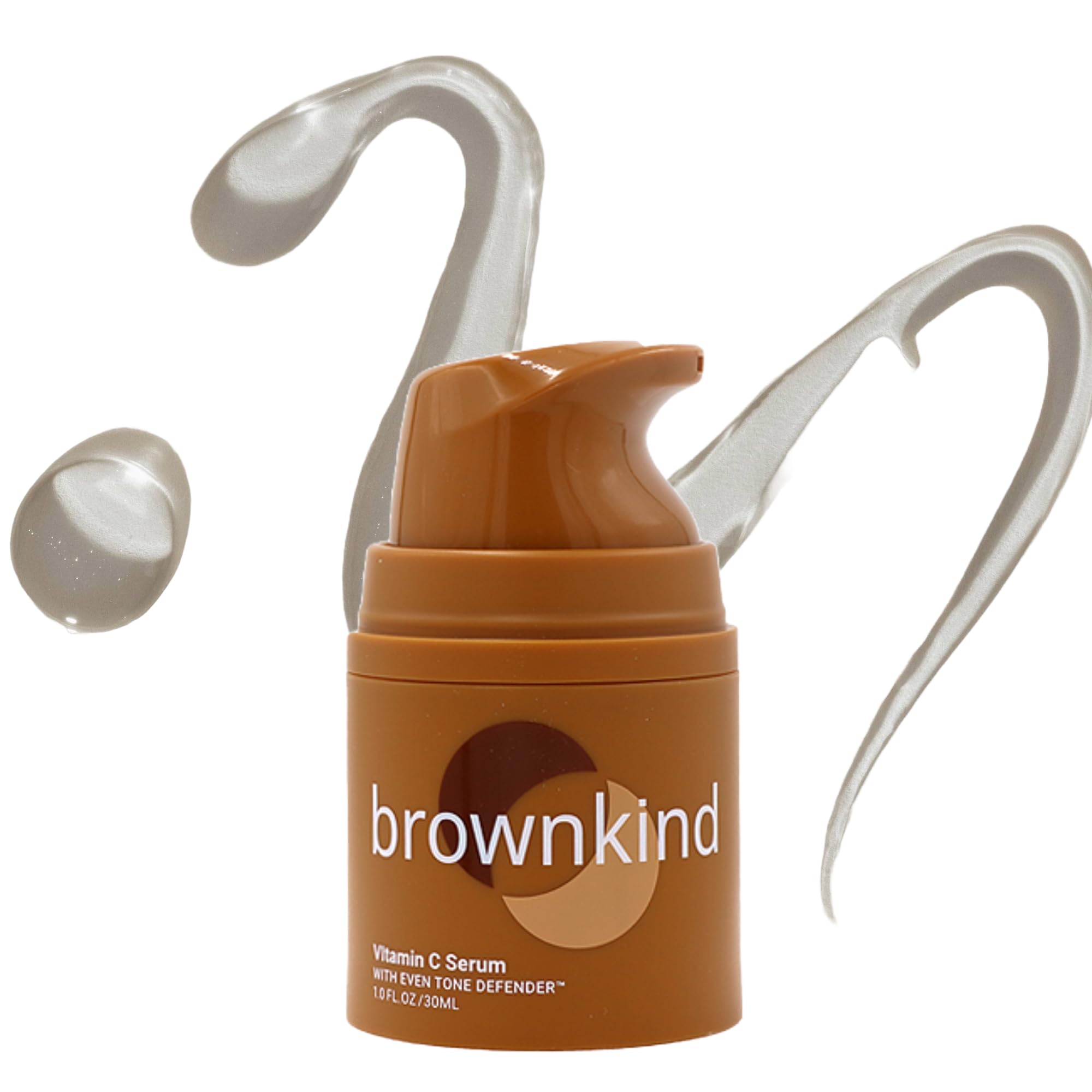 brownkind Vitamin C Serum bottle application shows lightweight hydration for radiant skin