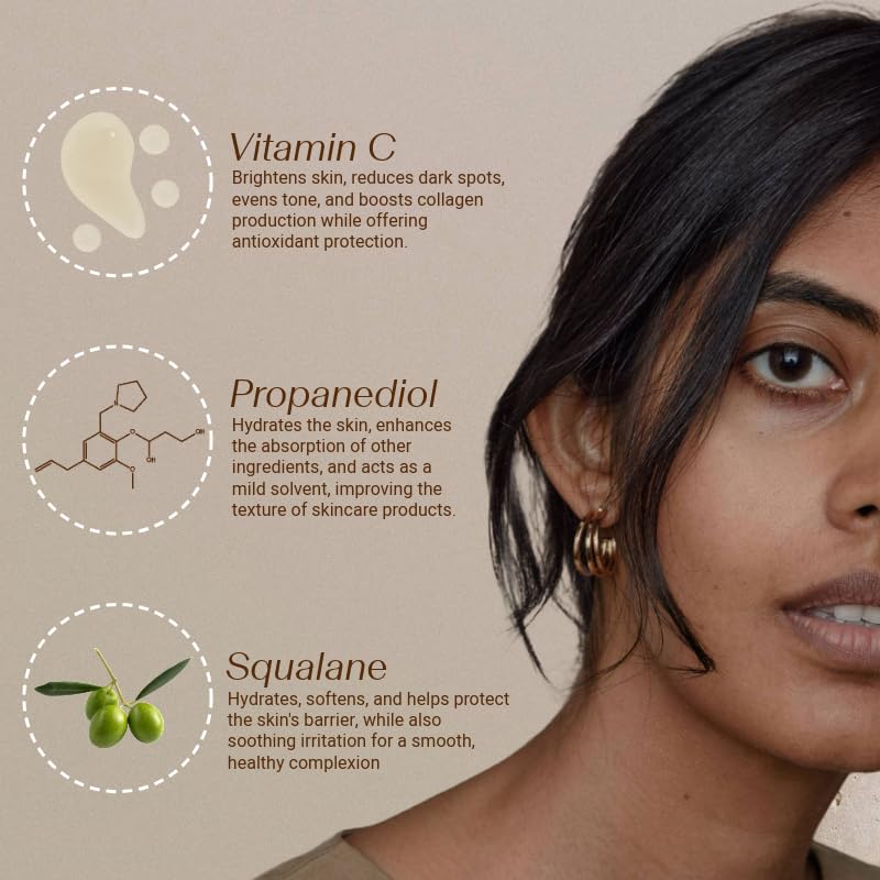 brownkind Vitamin C Serum texture closeup emphasizes smoother skin surface