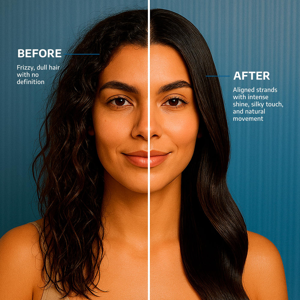 Brscience Fusionfrizz flatiron activates smoothness and shine.