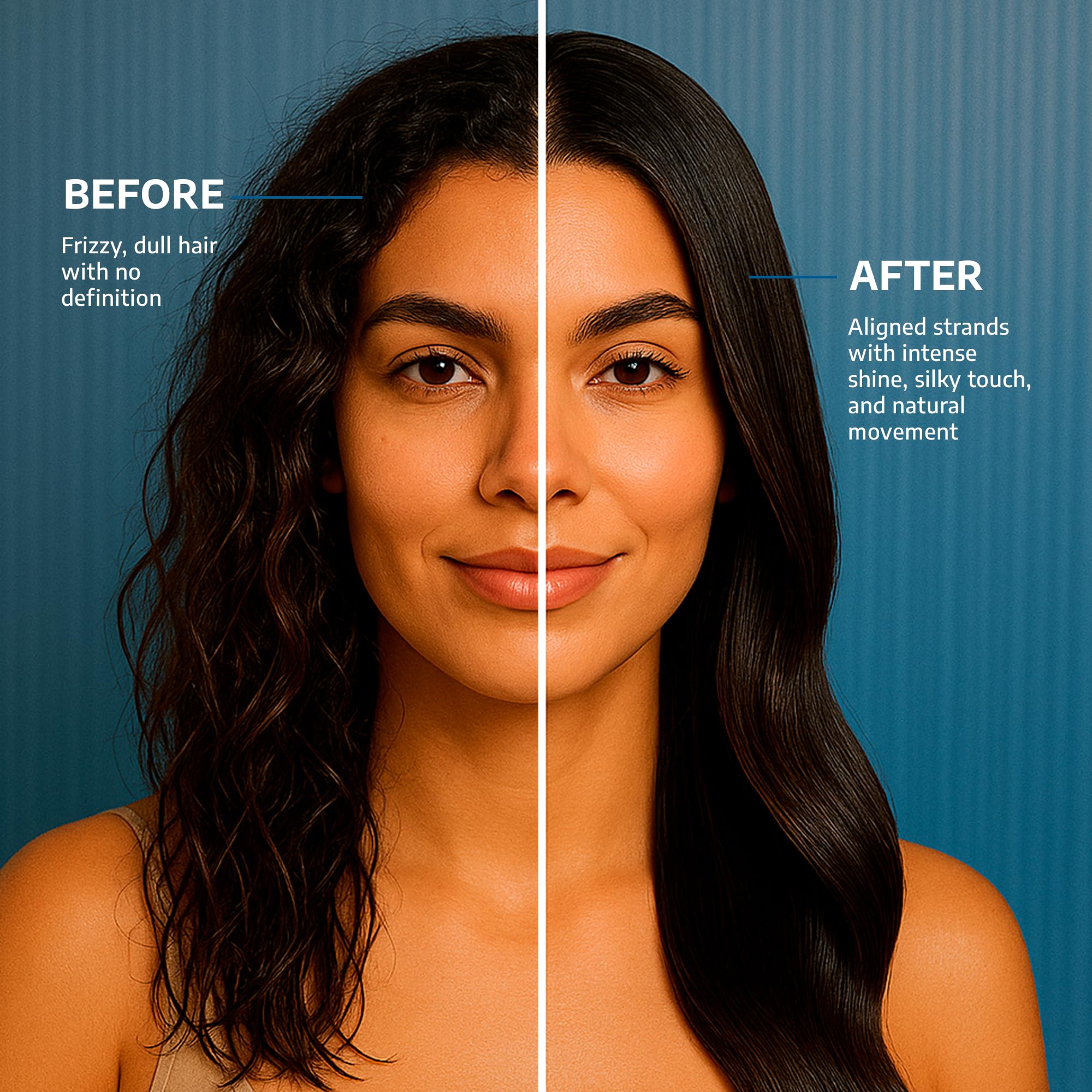 Brscience FusionFrizz OrganicPlastia shiny-hair closeup shows luminous gloss