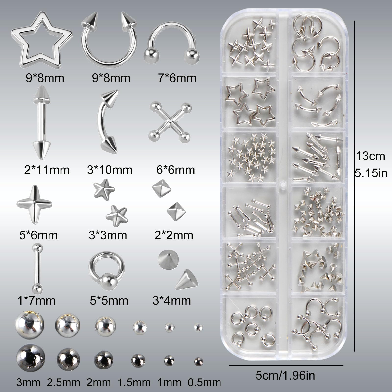 Brtavizvy flat-back studs provide secure adhesion for precise nail details.