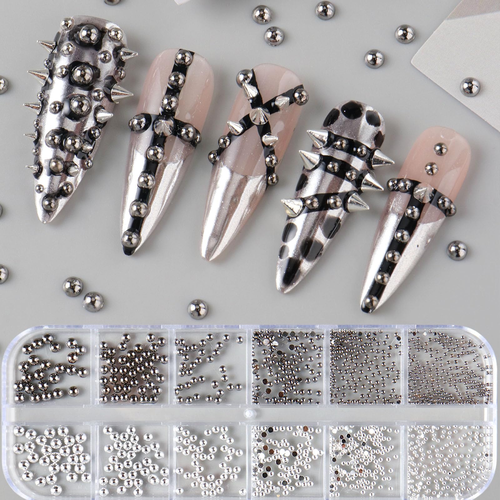 Brtavizvy 3D metal nail decorations enable bold, customizable looks.