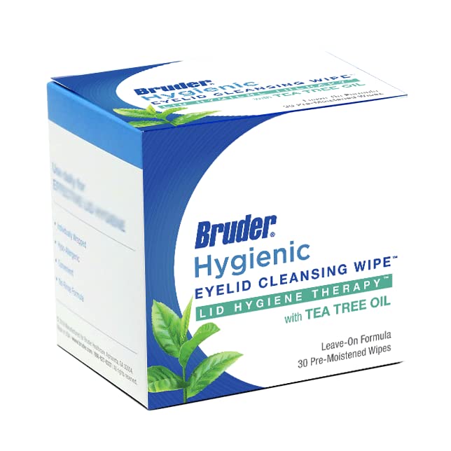 Bruder Hygienic Eyelid Cleansing Wipes with Tea Tree Oil box for daily debris removal