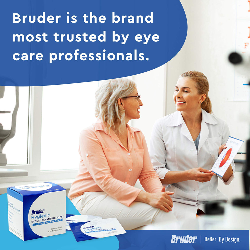 Bruder travel-friendly eye cleansing wipes ideal for busy days and travel.