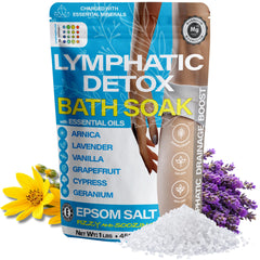Bruizex Arnica Montana Bath Salts bottle, pour for a soothing lymphatic friendly soak