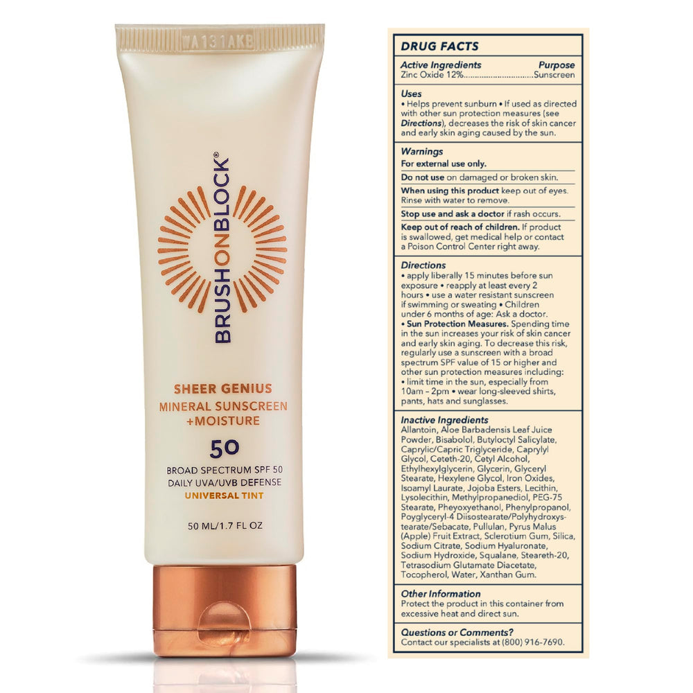 Brush On Block daily routine application for glow and sun defense.