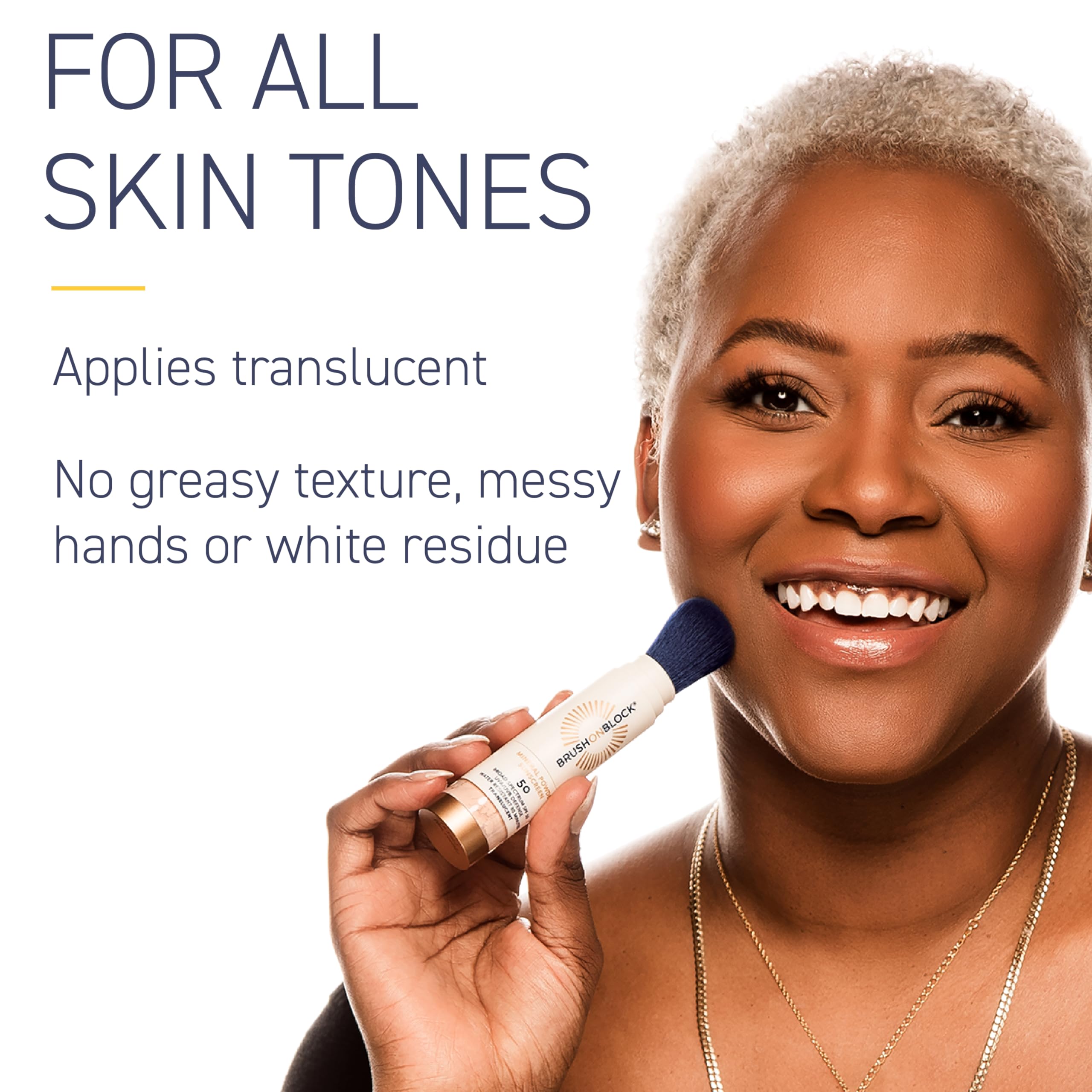 Brush On Block can be applied over makeup for convenient touch-ups.