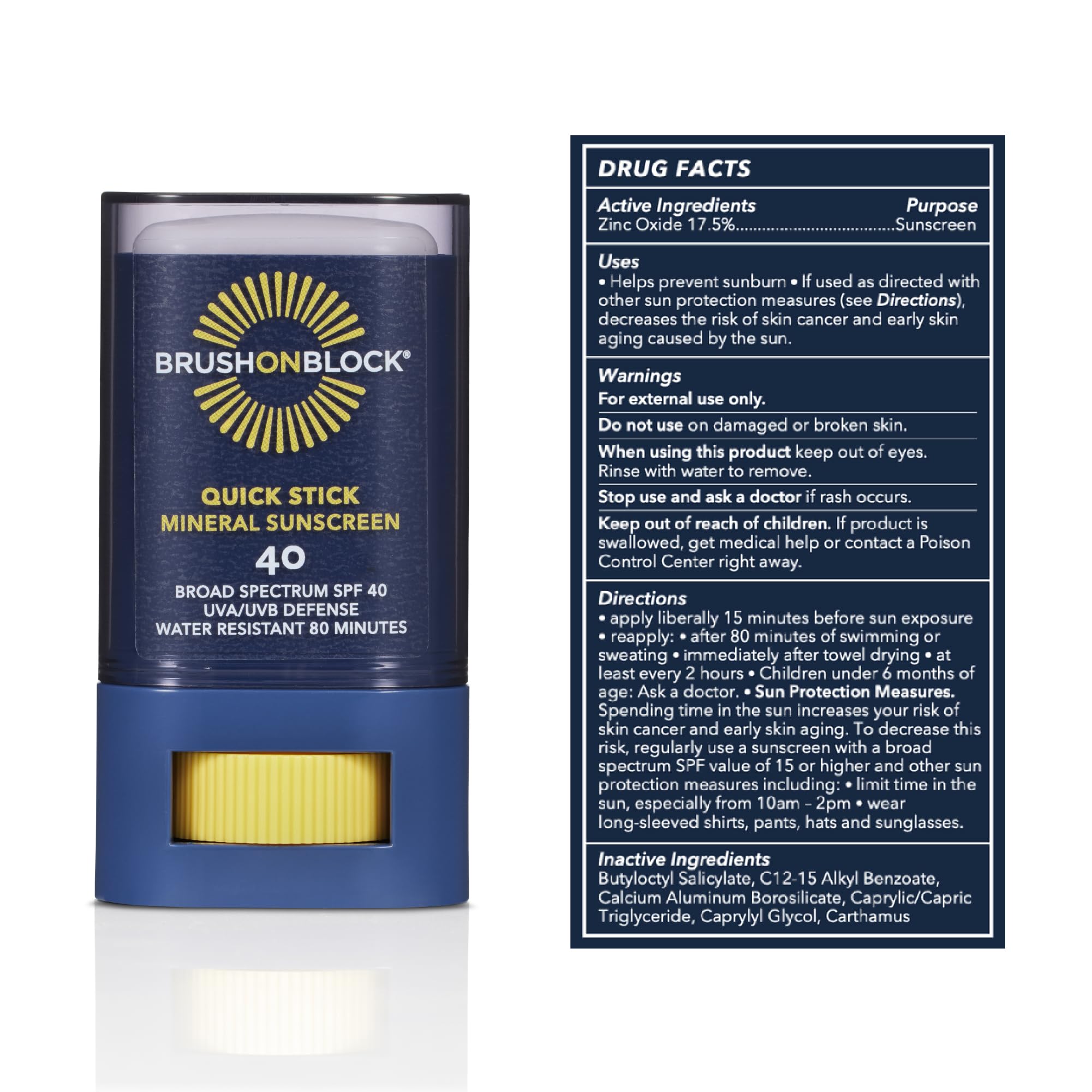 Brush On Block Quick Stick portable 0.63 oz for on-the-go protection