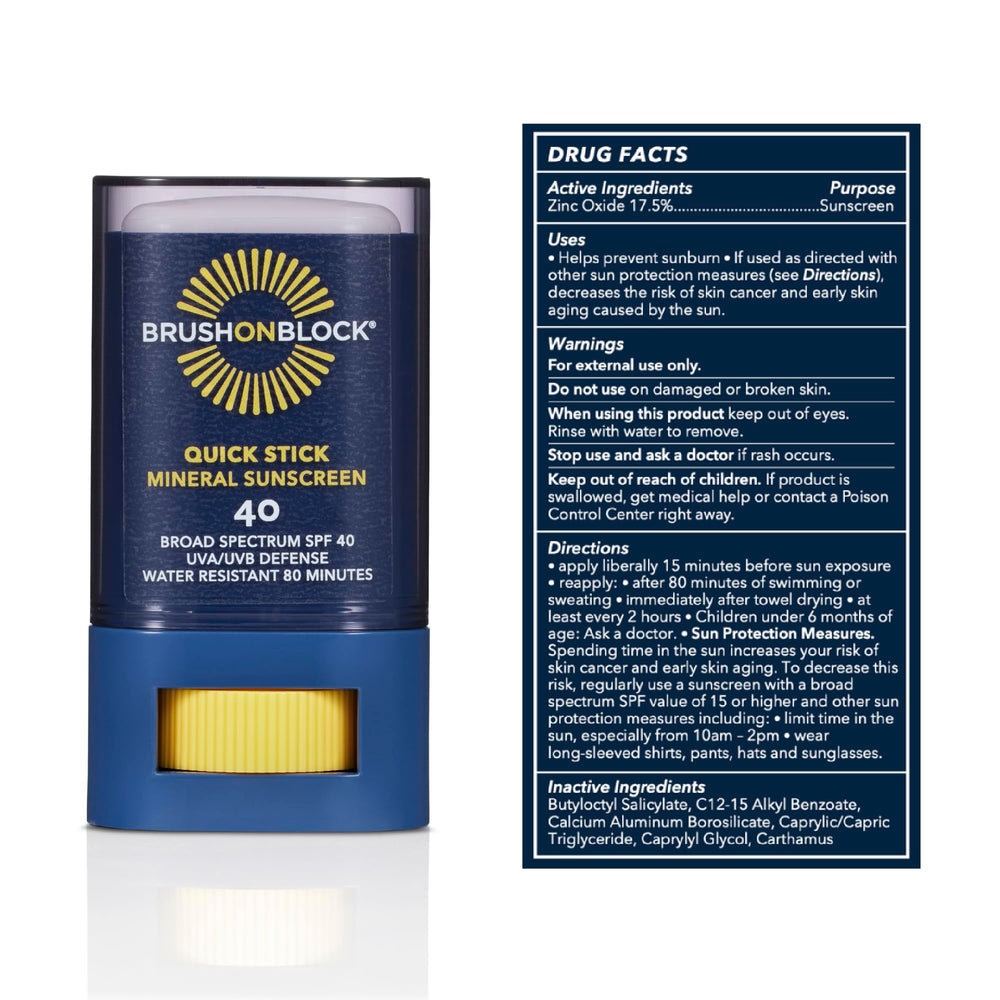 Brush On Block Quick Stick portable 0.63 oz for on-the-go protection