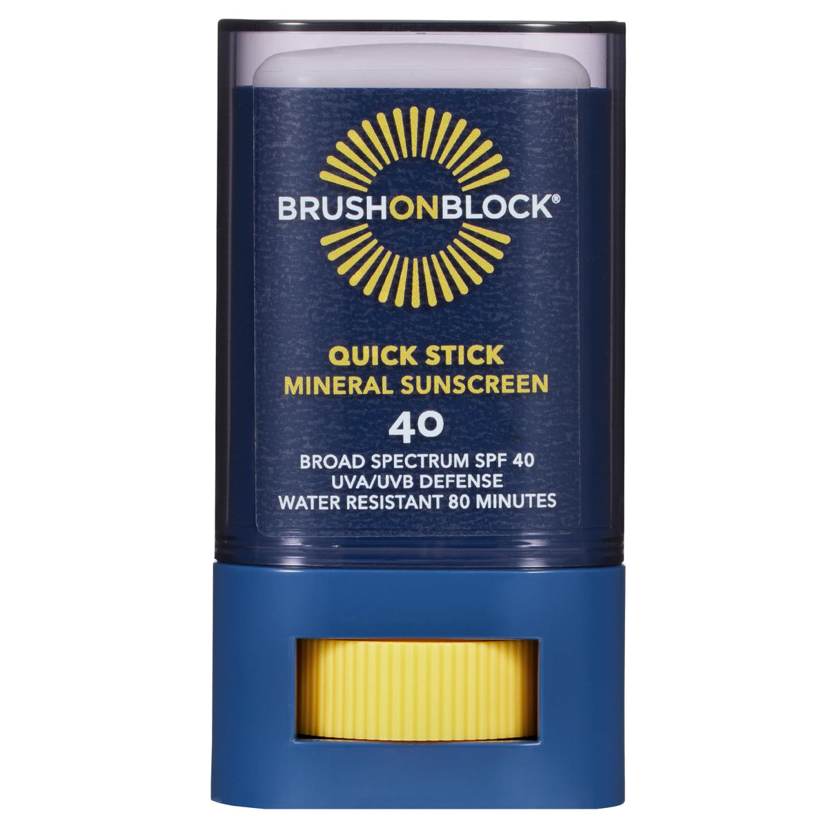 Brush On Block Quick Stick SPF 40 applied neatly on ears and nose for everyday protection
