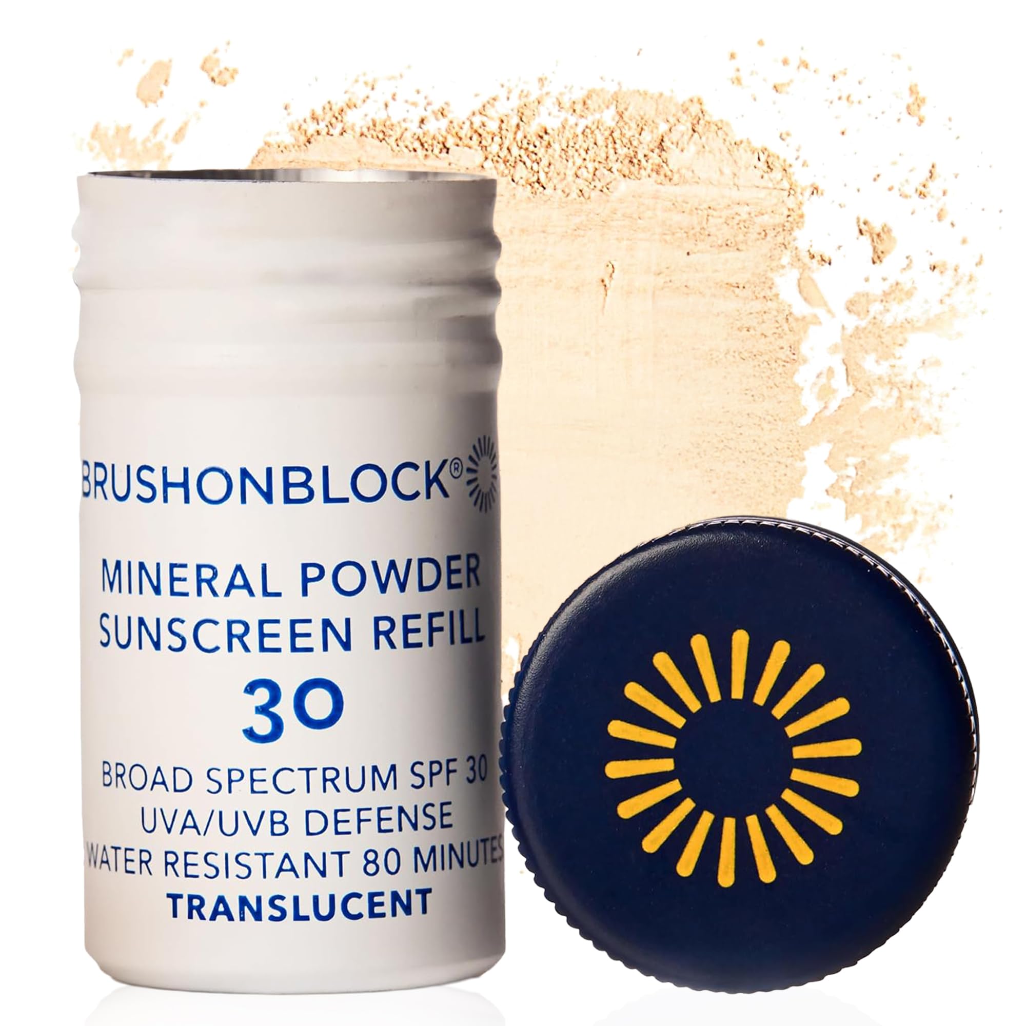 Brush On Block refill packaging showcasing plastic-free restock for easy everyday protection