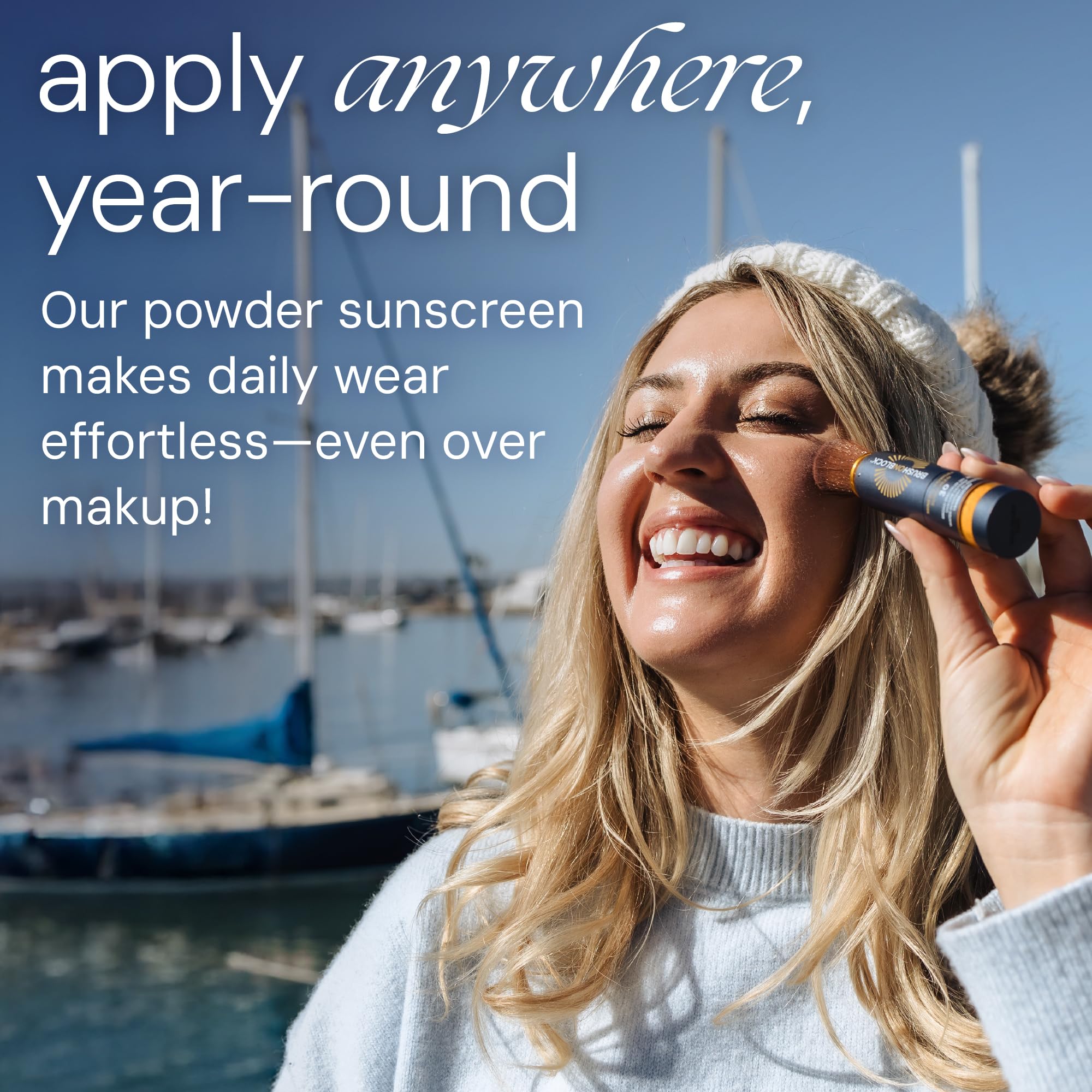 Brush On Block sheer light coverage without white residue on skin