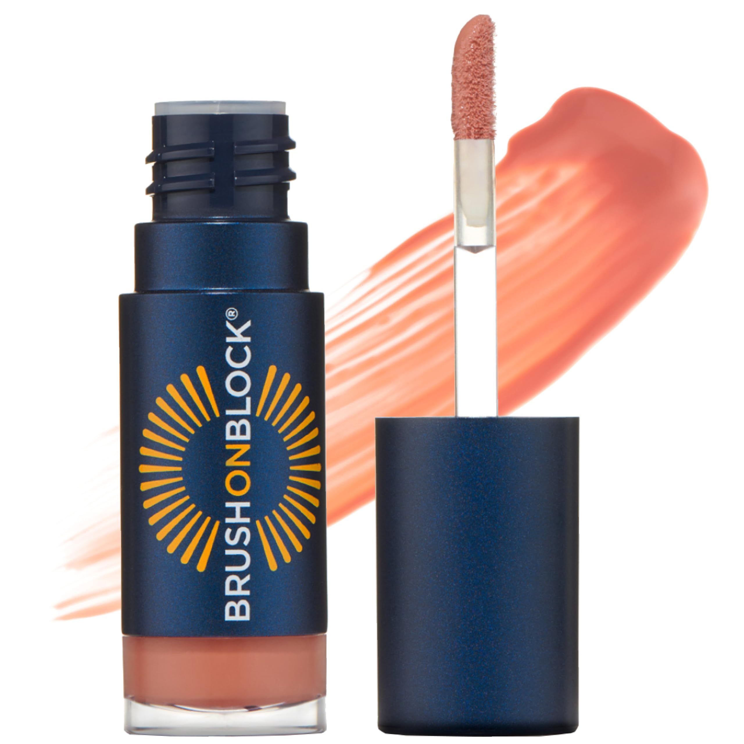Brush On Block Sun Shine Lip Oil bottle displaying SPF 30 protection for hydrated lips.