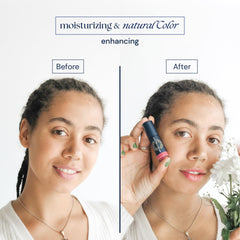 Brush On Block lip oil with applicator for easy, glossy protection.
