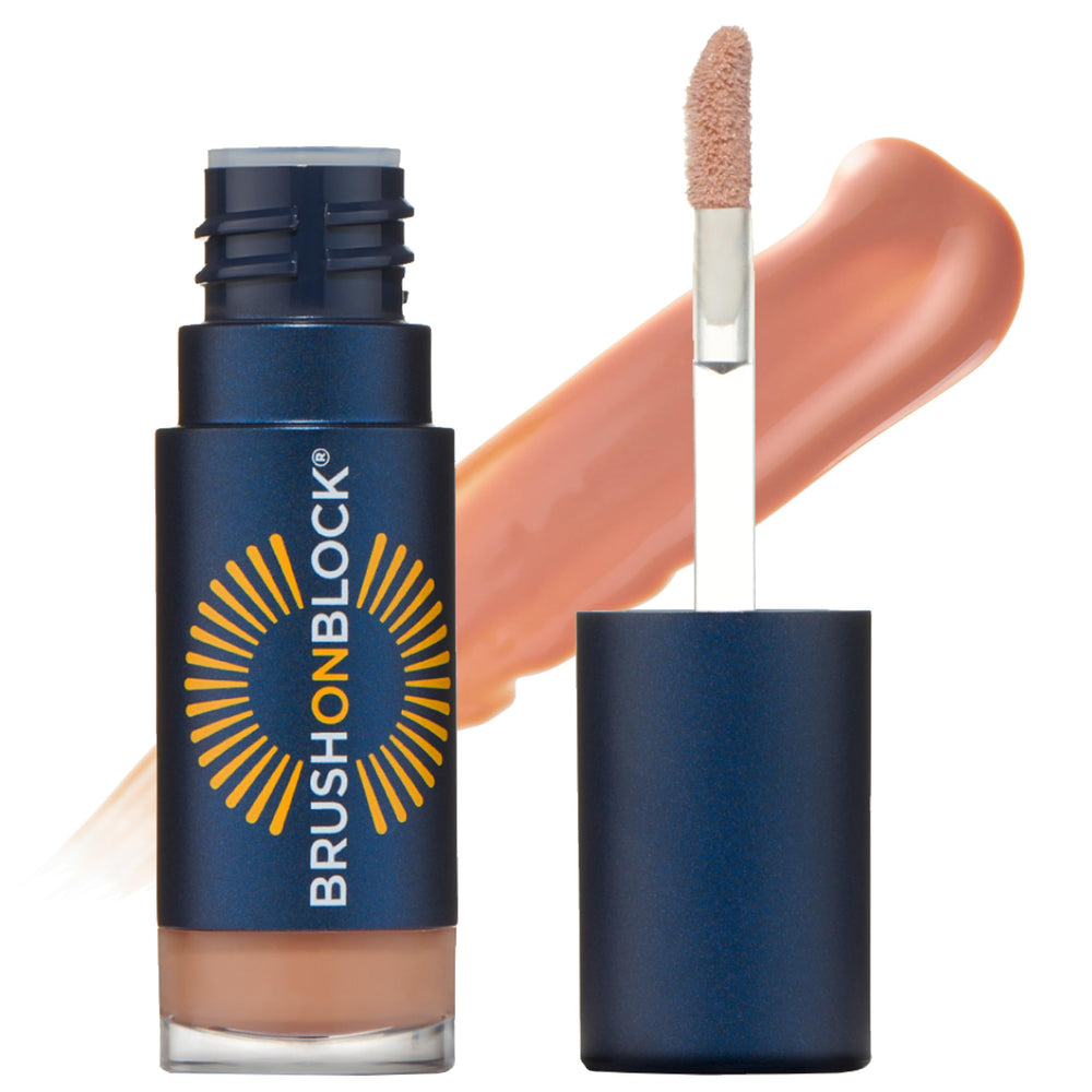 Brush On Block Sun Shine Lip Oil SPF 30 bottle with mineral protection and hydration.