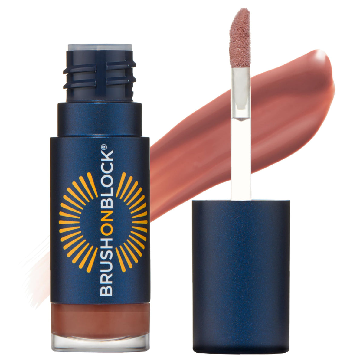 Brush On Block sun-shine lip oil SPF 30 delivers mineral protection with a hydrating glossy finish.