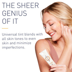 Brush On Block tinted moisturizer swirl demonstrates even coverage and skin-hydrating glow.