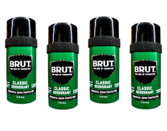 BRUT Classic Round Stick Deodorant applied with a smooth glide for quick protection.