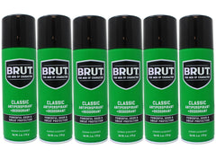 Brut deodorant aerosol bottle with classic scent offers long-lasting freshness
