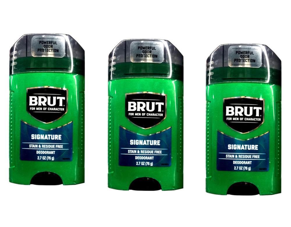 Brut Original Fragrance close-up on oval solid deodorant.