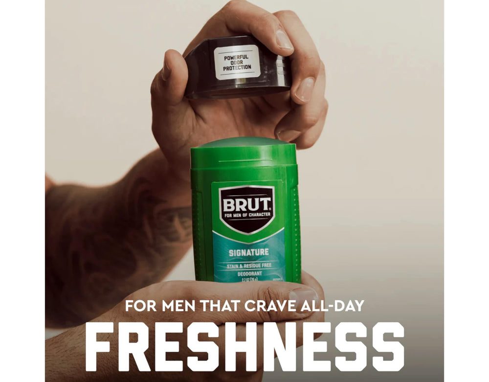 Brut packaging image showing classic design and branding.
