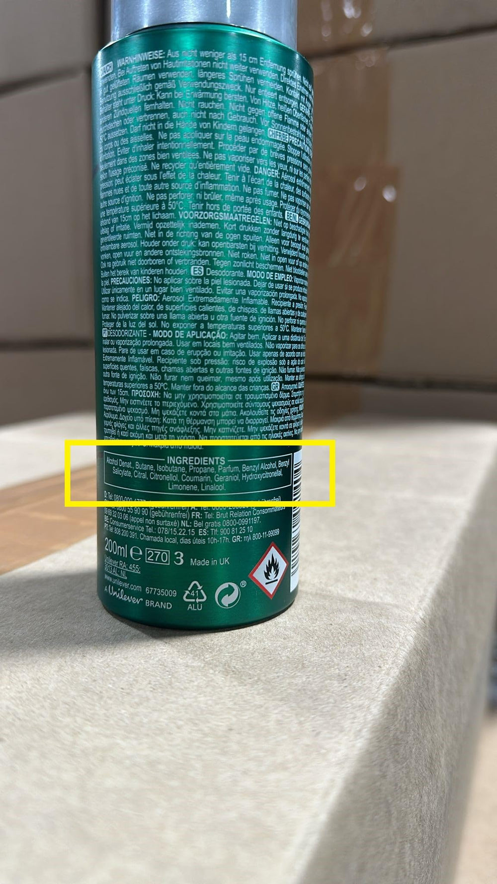 Brut Original deodorant packaging on display highlights timeless branding for daily use.