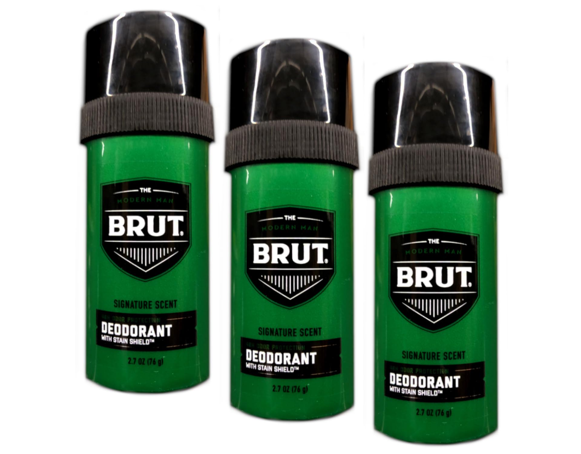 Brut Round Solid Deodorant application swipe for quick daily freshness.