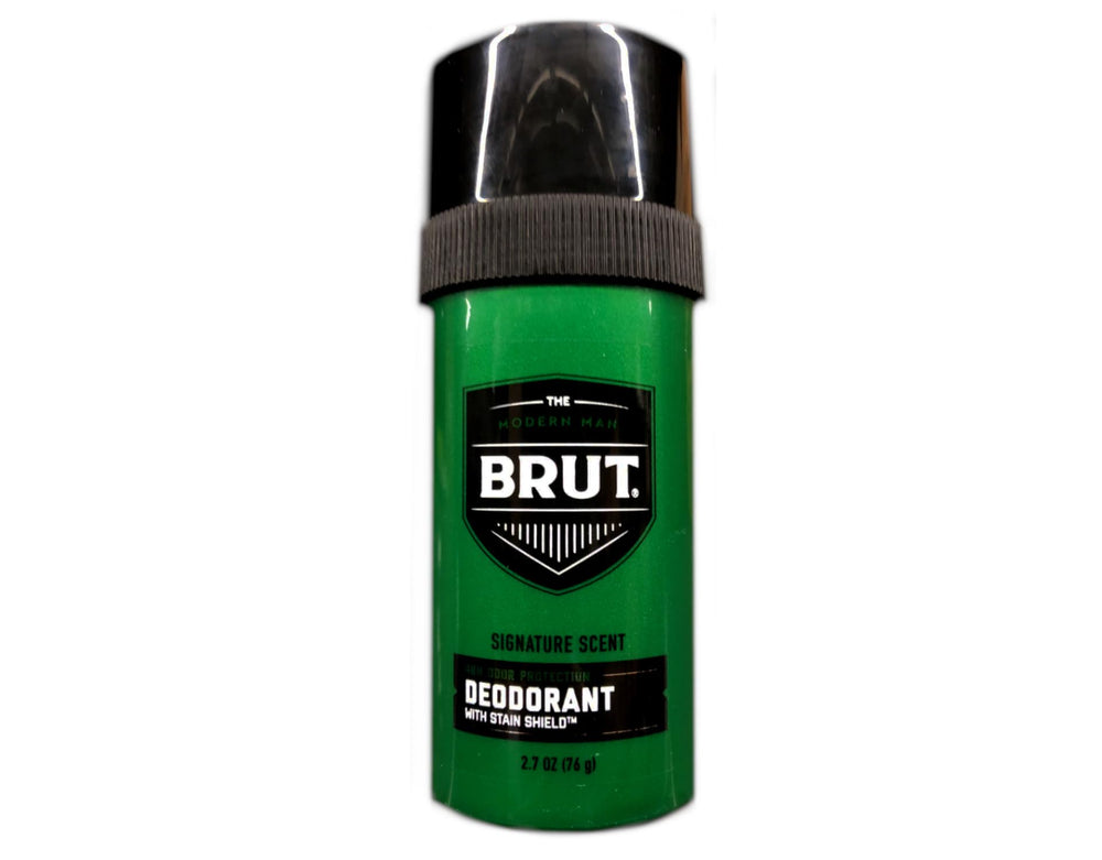 Brut Round Solid Deodorant packaging variation for easy storage.