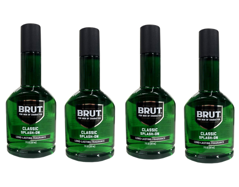 Brut Splash-On Lotion application scene shows easy daily moisturizing.