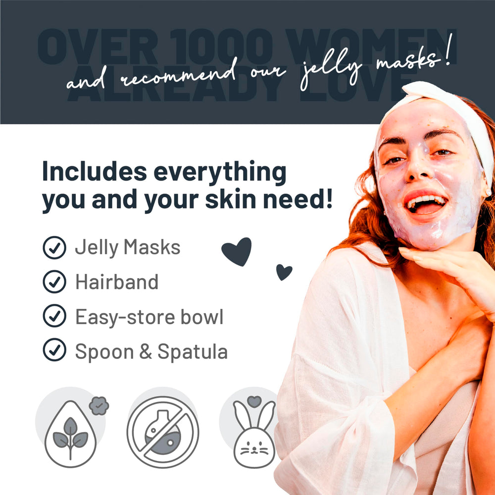 BRÜUN jelly mask jar includes accessories for convenient spa-like treatment.