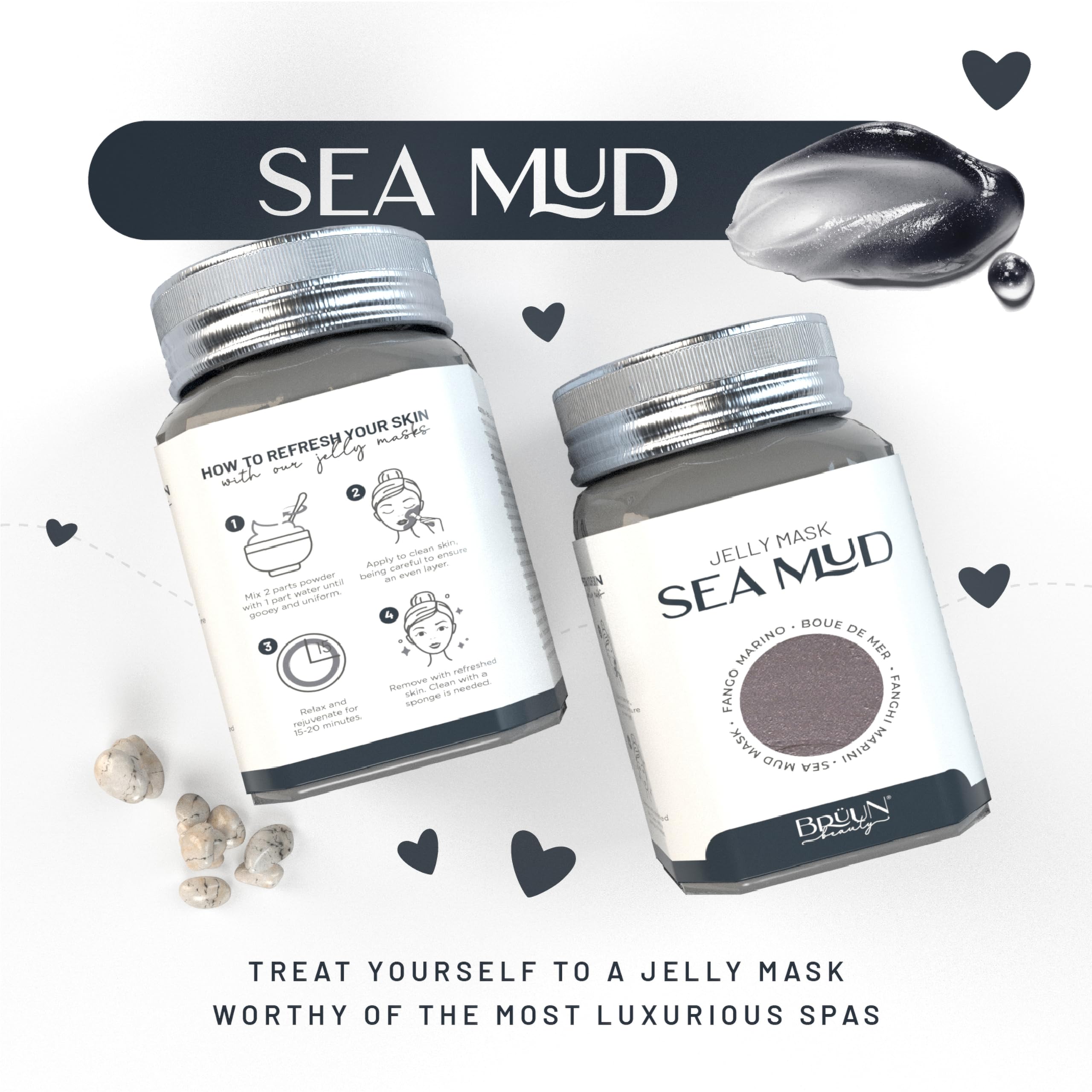 BRÜUN jelly mask jar versatile full-body use for face to legs.