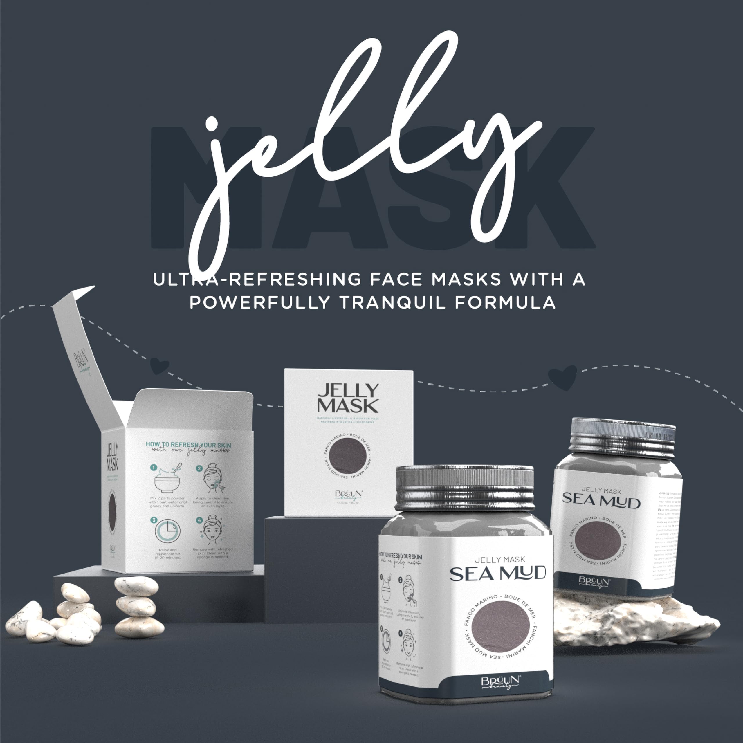 BRÜUN jelly mask jar water activation enables easy, smooth jelly mask.