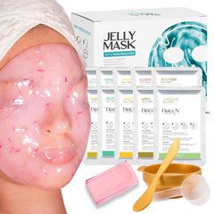 BRÜUN jelly mask powder packets ready to mix for smooth, even facial coverage.