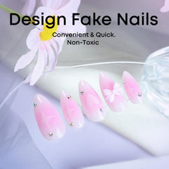 BSBTBZ blush bow rhinestones design adds elegant nail accents