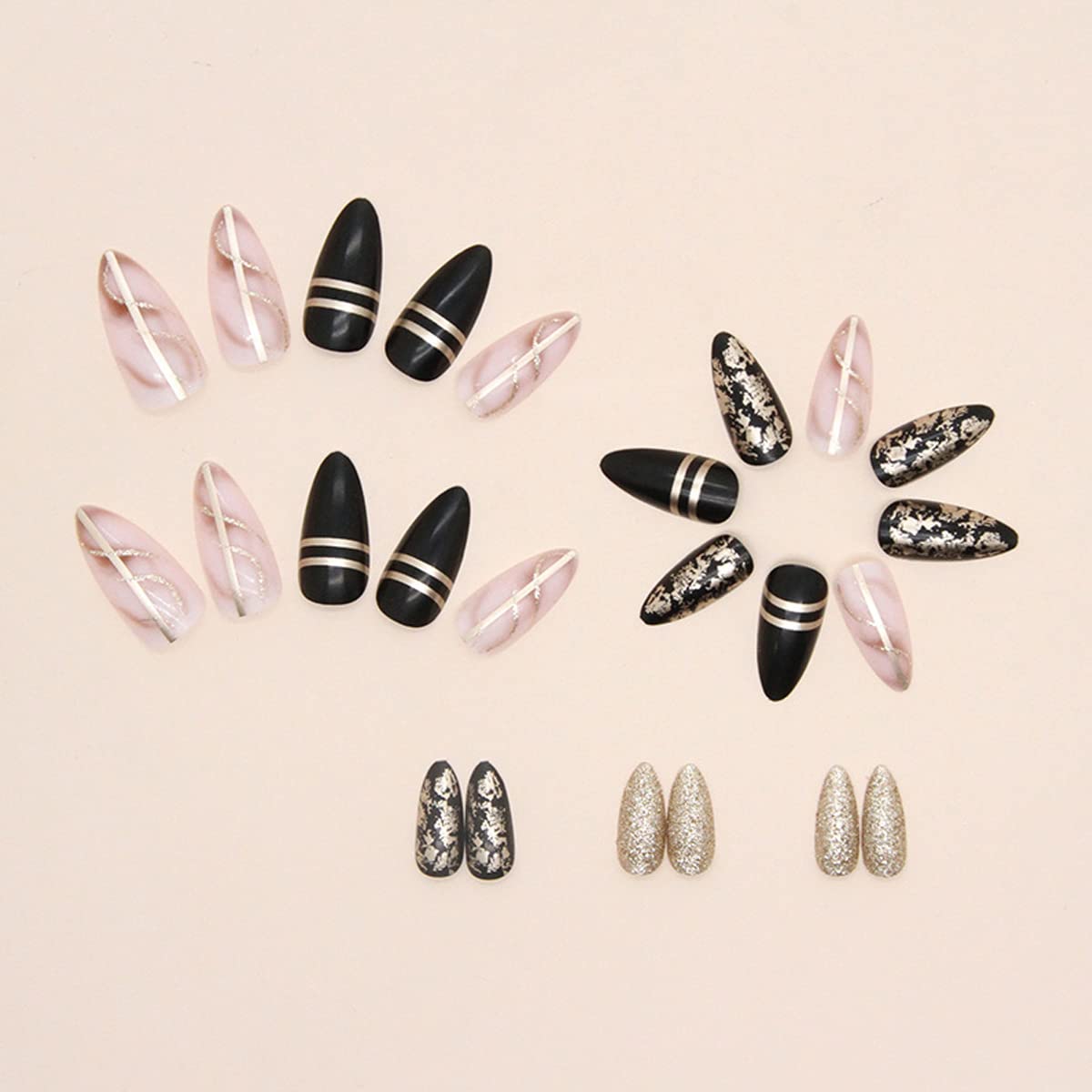BSBTBZ Glue-on nails with jelly glue included for easy salon-inspired application