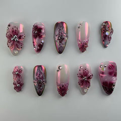 BSBTBZ Purple flowers press-on nails for a vibrant spring look